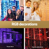 Jingle Jollys 6x3m Christmas Curtain Lights 960 LED RGB Remote Hanging Fairy Backdrop