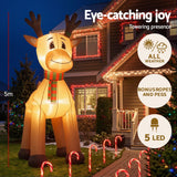 Jingle Jollys Christmas Inflatable Reindeer 5M Illuminated Decorations