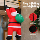 Jingle Jollys Christmas Inflatable Santa Climbing LED Illuminated Decorations 1.9M