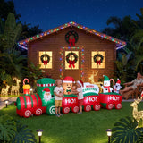 Jingle Jollys Christmas Inflatable Santa Train 3.6M Length LED Decorations Illuminated