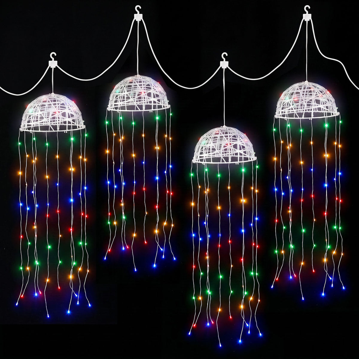 Jingle Jollys Christmas Lights Solar Jellyfish 4Pcs Garden Decorative Multi-Color