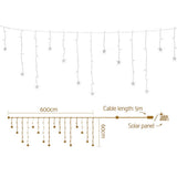 Jingle Jollys 6M Christmas Icicle Lights String Light 160 LED Solar Powered Warm