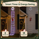 Jingle Jollys 3.5M Christmas Lights 300 LED Ladder Light with Santa Claus Decor