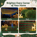 Jingle Jollys Christmas Lights 6x4m Christmas Net Lights 1000LED Red Green Festive Lighting