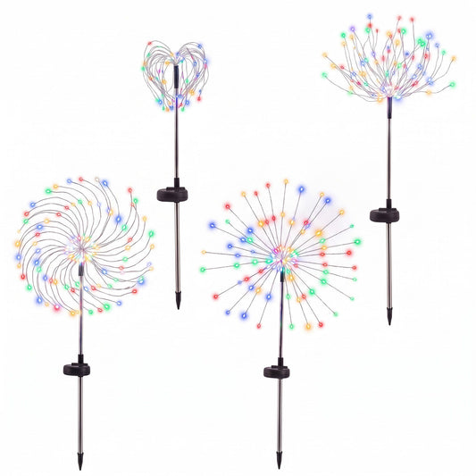 Jingle Jollys 4 Pack Christmas Path Lights Solar Firework Garden Decoration Multicolour