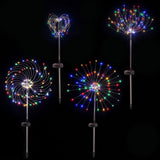 Jingle Jollys 4 Pack Christmas Path Lights Solar Firework Garden Decoration Multicolour