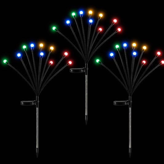 Jingle Jollys Christmas Lights Solar Firefly Lights Garden Decoration Path Lights Multicolour 3 Pack