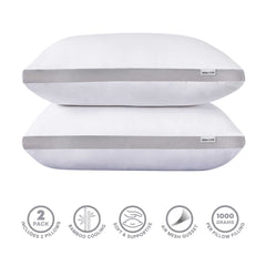 GIOIA CASA LUXURY BAMBOO COOLING TWIN PACK PLUSH DOWN-LIKE PILLOWS