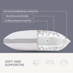 GIOIA CASA LUXURY BAMBOO COOLING TWIN PACK PLUSH DOWN-LIKE PILLOWS
