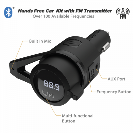 SCOSCHE BTFREQ™ POWER DELIVERY WIRELESS HANDS-FREE CAR KIT USB-C & USB-A INPUTS