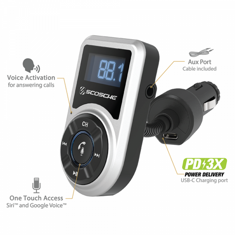 SCOSCHE BTFREQ™ BT FM TRANSMITTER  18W USB-C POWER DELIVERY PORT