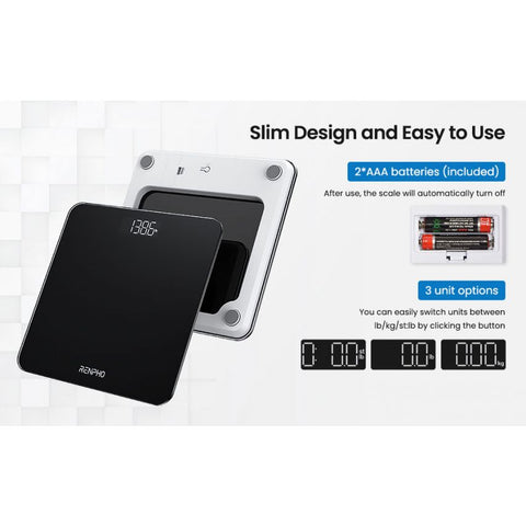 RENPHO 28CM DIGITAL BATHROOM SCALE HIGHLY ACCURATE SCALE FOR BODY WEIGHT WITH LIGHTED LED DISPLAY