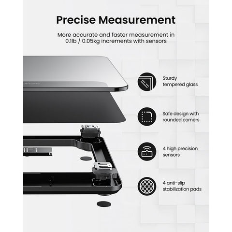 RENPHO 28CM DIGITAL BATHROOM SCALE HIGHLY ACCURATE SCALE FOR BODY WEIGHT WITH LIGHTED LED DISPLAY