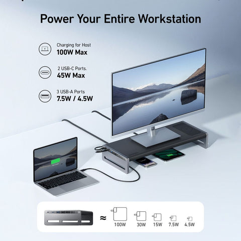 Anker 675 Monitor Stand with Built-in USB-C Dock & Wireless Charging Pad