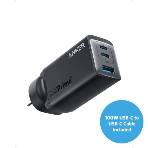 Anker GaNPrime 65W 3-Port Wall Charger with USB-C to USB-C Cable