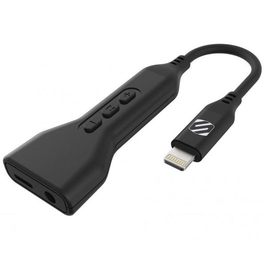 SCOSCHE HEADPHONE/AUX ADAPTOR WITH PASS THROUGH POWER FOR LIGHTNING DEVICES