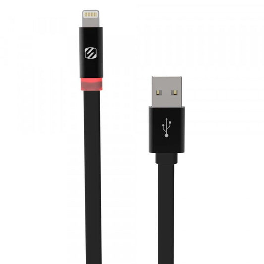 SCOSCHE CHARGE & SYNC CABLE W/CHARGE LED FOR LIGHTNING USB DEVICES - 3FT CABLE LENGTH (BLACK)