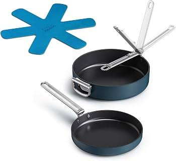 Joseph Joseph Space Folding Handle Ceramic Non-stick 2-piece Blue Frying Pan Set