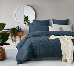 GIOIA CASA VINTAGE WASHED COTTON QUILT COVER SET SINGLE CHARCOAL