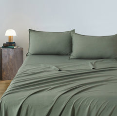 CLEVERPOLLY VINTAGE WASHED MICROFIBRE SHEET SET SINGLE SEAFOAM