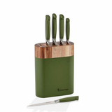 STANLEY ROGERS OLIVE OVAL KNIFE BLOCK 6PC