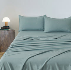 CLEVERPOLLY VINTAGE WASHED MICROFIBRE SHEET SET SINGLE SEAFOAM