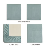 CLEVERPOLLY VINTAGE WASHED MICROFIBRE SHEET SET SINGLE SEAFOAM