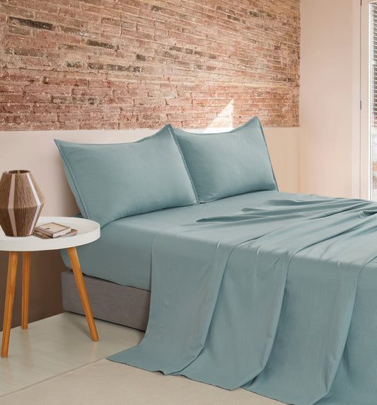 CLEVERPOLLY VINTAGE WASHED MICROFIBRE SHEET SET SINGLE SEAFOAM