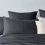 GIOIA CASA VINTAGE WASHED COTTON QUILT COVER SET SINGLE CHARCOAL