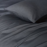 GIOIA CASA VINTAGE WASHED COTTON QUILT COVER SET SINGLE CHARCOAL